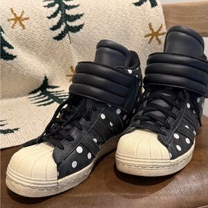 RARE Black and White Polka Dot Adidas High-Top Sneakers